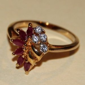 Vintage Red Spinel Cocktail Ring Size 8 Bling!